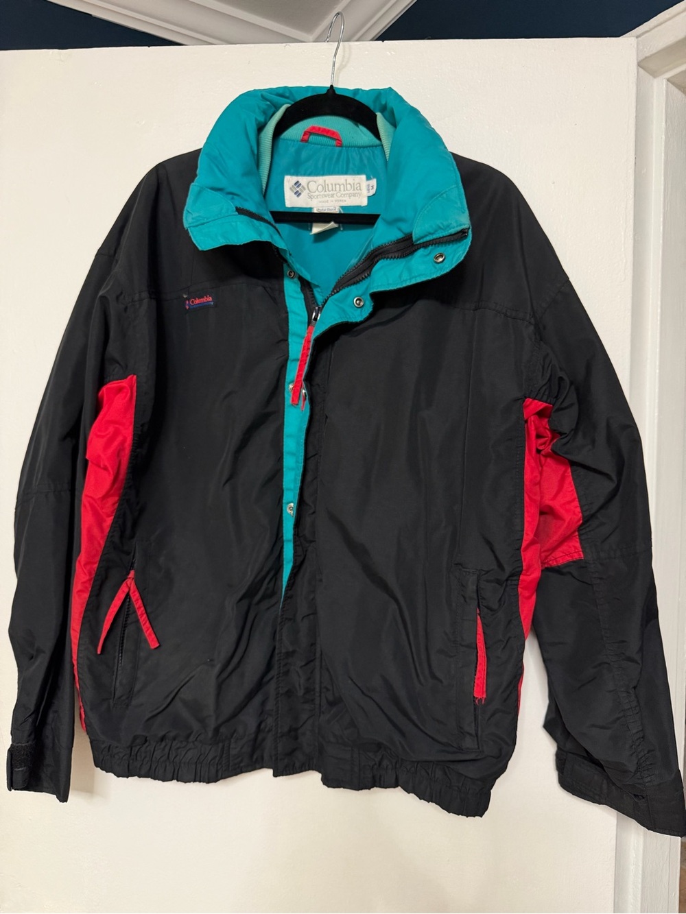 Vintage Columbia Bugaboo Black Teal & Red Ski Jacket